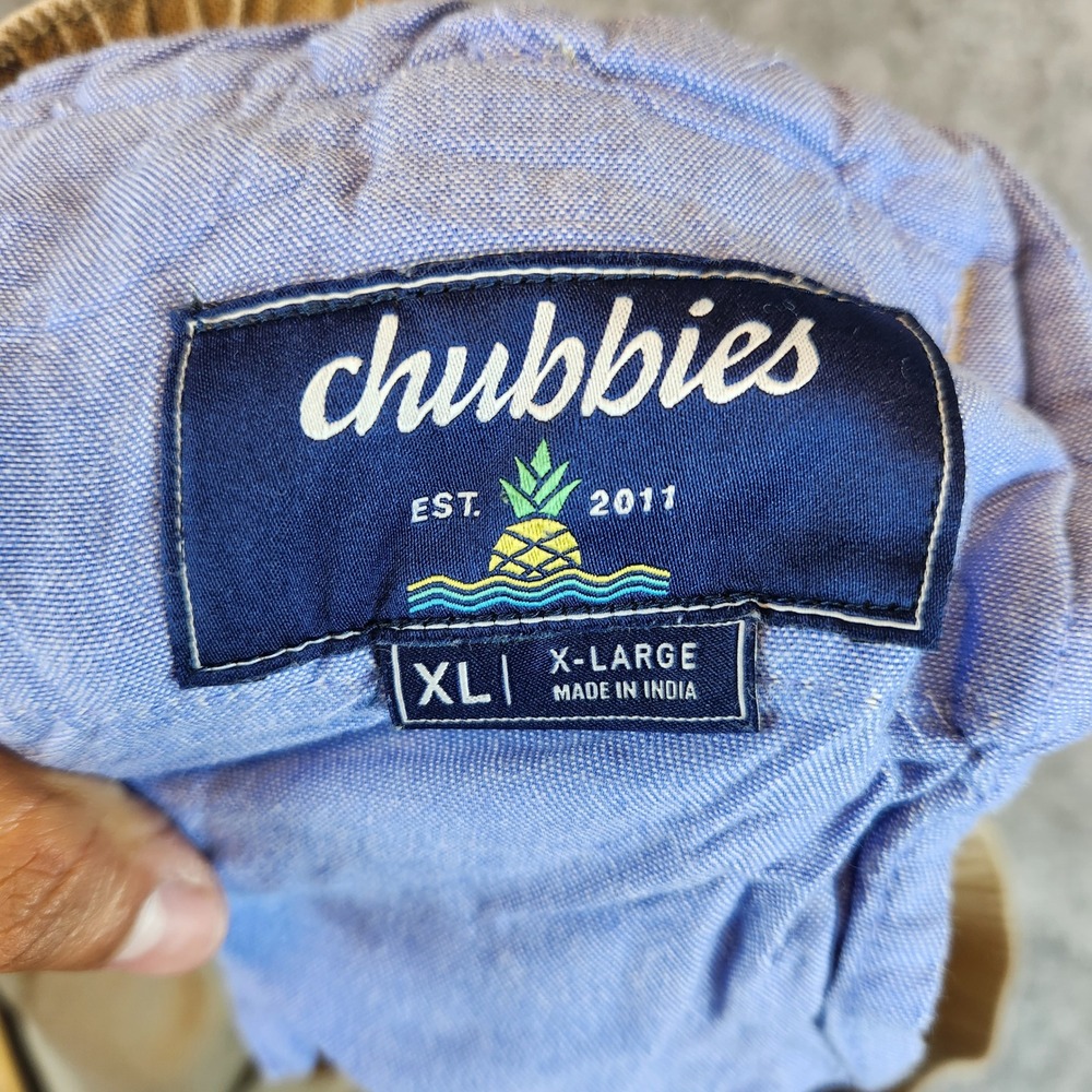 Chubbies Originals Shorts Men XL Tan Linen Khaki 5.5 Inch Inseam Casual Summer - Picture 3 of 8